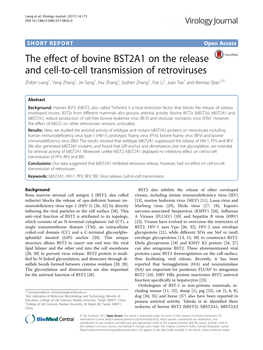 The Effect of Bovine BST2A1 on the Release and Cell-To-Cell Transmission of Retroviruses