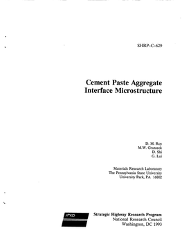 Cement Paste Aggregate Interface Microstructure