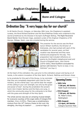 Ordination Day: “A Very Happy Day for Our Church”