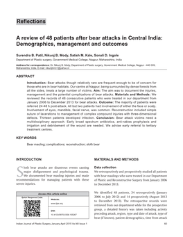 Reflections a Review of 48 Patients After Bear Attacks In