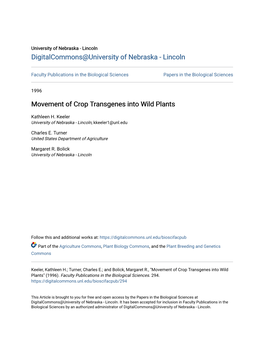 Movement of Crop Transgenes Into Wild Plants