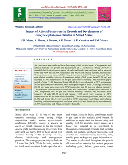 Impact of Abiotic Factors on the Growth and Development of Corcyra Cephalonica Stainton in Stored Maize