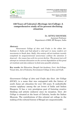 150 Years of Calcutta's Heritage Art-College