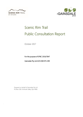 Scenic Rim Trail Public Consultation Report