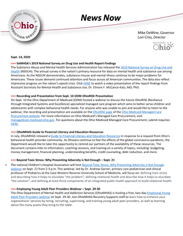 Sept. 14, 2020 >>> SAMHSA's 2019 National Survey on Drug Use And