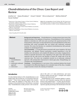 Chondroblastoma of the Clivus: Case Report and Review