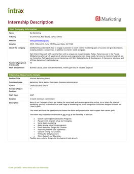 Internship Description