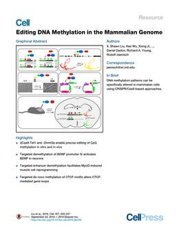 Editing DNA Methylation in the Mammalian Genome