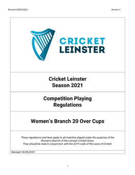 Cricket Leinster Season 2021 Competition Playing Regulations
