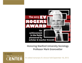 Honoring Stanford University Sociology Professor Mark Granovetter