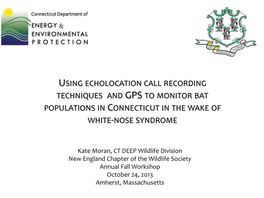 Using Echolocation Call Recording Techniques and Gps to Monitor Bat Populations in Connecticut in the Wake of White-Nose Syndrome