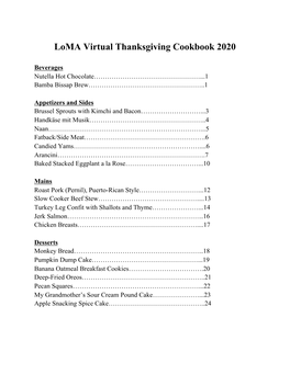 Loma Virtual Thanksgiving Cookbook 2020