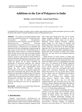 Additions to the List of Polypores to India