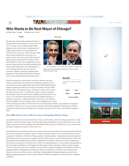 Who Wants to Be Next Mayor of Chicago? by Dawn Reiss / Chicago Thursday, Sept