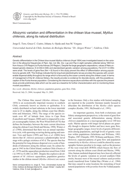 Allozymic Variation and Differentiation in the Chilean Blue Mussel, Mytilus Chilensis, Along Its Natural Distribution