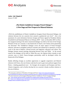 „The Dimitri Amilakhvari Georgian-French Dialogue“ – a New Stage and New Prospects for Bilateral Relations