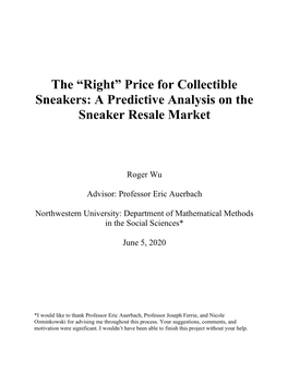 A Predictive Analysis on the Sneaker Resale Market