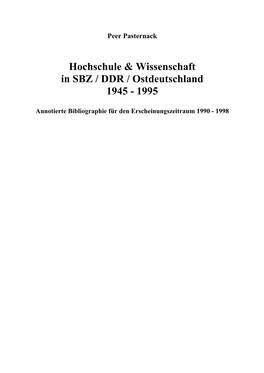 Hochschule & Wissenschaft in SBZ / DDR / Ostdeutschland 1945