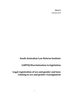 South Australian Law Reform Institute LGBTIQ Discrimination In