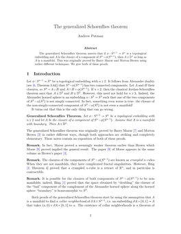 The Generalized Schoenflies Theorem