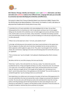 AO1 Mastery Therapy: Identify and Interpret Explicit and Implicit Information and Ideas and Select and Synthesise Evidence from Different Texts