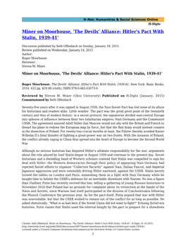 'The Devils' Alliance: Hitler's Pact with Stalin, 1939-41'