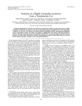 Isolation of a Highly Cytopathic Lentivirus from a Nondomestic Cat MARGARET C