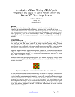 Investigation of Color Aliasing of High Spatial Frequencies and Edges for Bayer-Pattern Sensors and Foveon X3® Direct Image Sensors