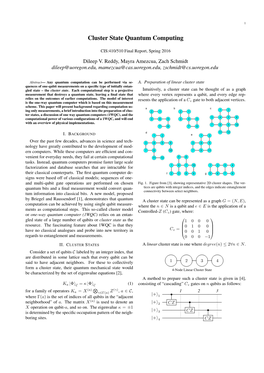 Cluster State Quantum Computing