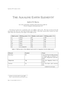 The Alkaline Earth Elements*