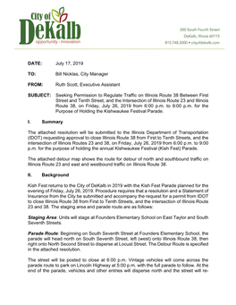 DATE: July 17, 2019 TO: Bill Nicklas, City Manager FROM: Ruth Scott