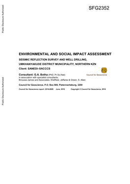 Environmental and Social Impact Assessment Seismic Reflection Survey and Well Drilling, Umkhanyakude District Municipality, Northern Kzn