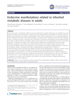 Endocrine Manifestations Related to Inherited Metabolic Diseases in Adults