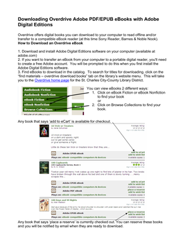 Downloading Overdrive Adobe PDF/EPUB Ebooks with Adobe Digital Editions