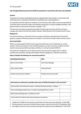 14Th January 2020 1. Guidance for COVID-19 Vaccination in Care Homes That Have Cases and Outbreaks. 31 Dec 2020 2. Priority