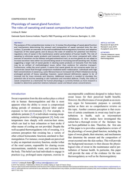 Physiology of Sweat Gland Function: the Roles of Sweating and Sweat Composition in Human Health Lindsay B