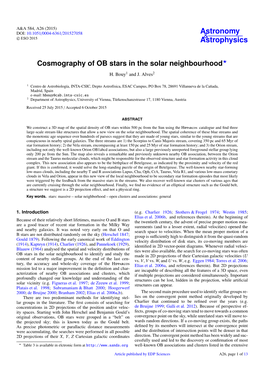 Cosmography of OB Stars in the Solar Neighbourhood⋆