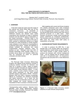 5.1 Using Podcasts to Distribute Real Time Multimedia Meteorological Products