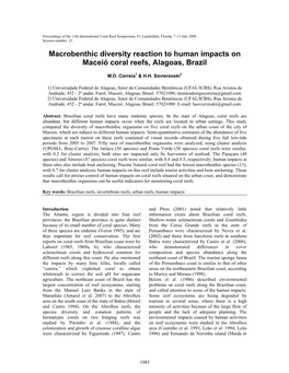 Macrobenthic Diversity Reaction to Human Impacts on Maceió Coral Reefs, Alagoas, Brazil