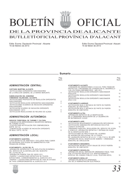 Boletín Oficial De La Provincia De Alicante Butlletí Oficial Província D'alacant