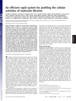 An Efficient Rapid System for Profiling the Cellular Activities of Molecular Libraries