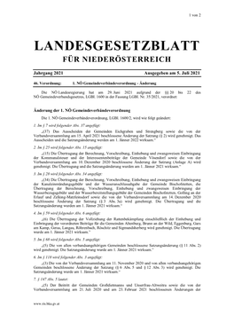 Landesgesetzblatt Für Niederösterreich