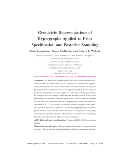 Geometric Representations of Hypergraphs Applied to Prior Speciﬁcation and Posterior Sampling