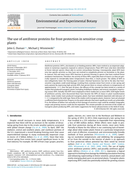 The Use of Antifreeze Proteins for Frost Protection in Sensitive Crop Plants