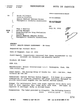 Health Canada Health Hazard Evaluation of Empowerplus