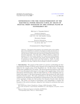 Methodology for the Characterization of the Electrical Power Demand Curve, by Means of Fractal Orbit Diagrams on the Complex Plane of Mandelbrot Set