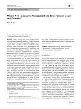 What's New in Adaptive Management and Restoration of Coasts and Estuaries?