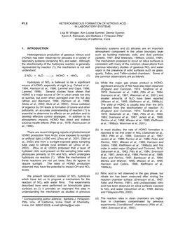 Heterogeneous Formation of Nitrous Acid in Laboratory Systems