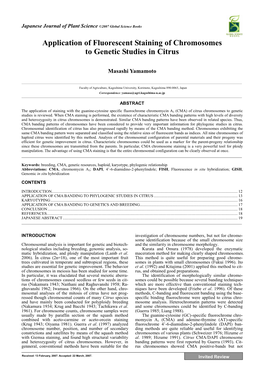 Application of Fluorescent Staining of Chromosomes to Genetic Studies in Citrus