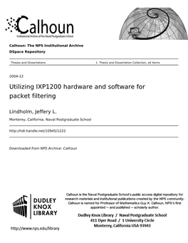 Utilizing IXP1200 Hardware and Software for Packet Filtering